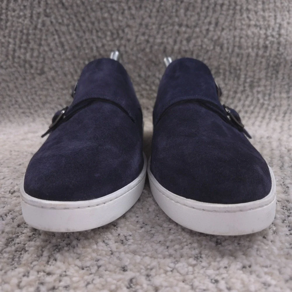 To Boot New York Sneakers Men Size 8.5 Suede Double Monk Strap Navy Blue Buckle